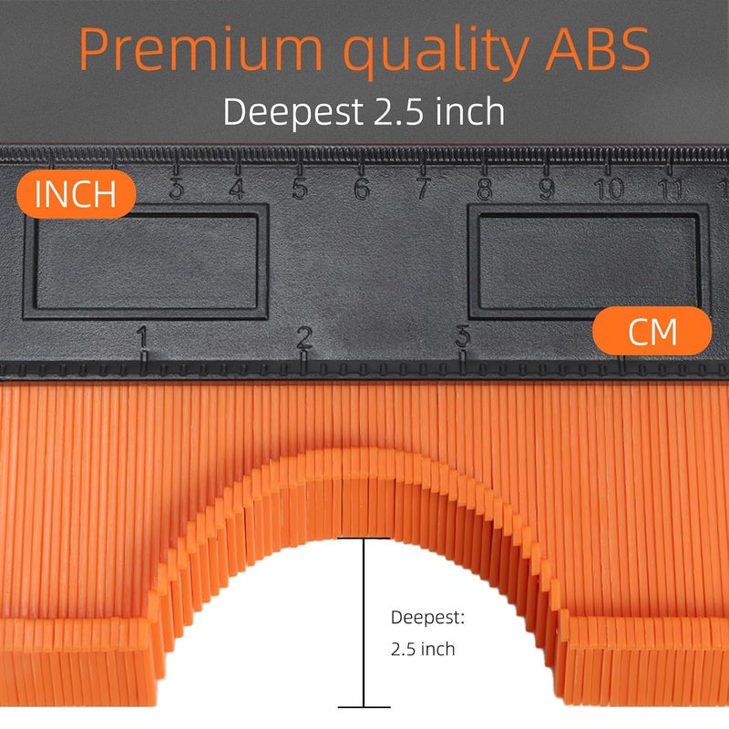 VortecSys Contour Gauge Tool (5 Inch-Orange) with Lock Irregular Shape Duplicator, Birthday Gifts for Men Dad, Cool Gadgets for Men, Outline Edge Angle Measuring Tool for Woodworking Flooring - Image 4
